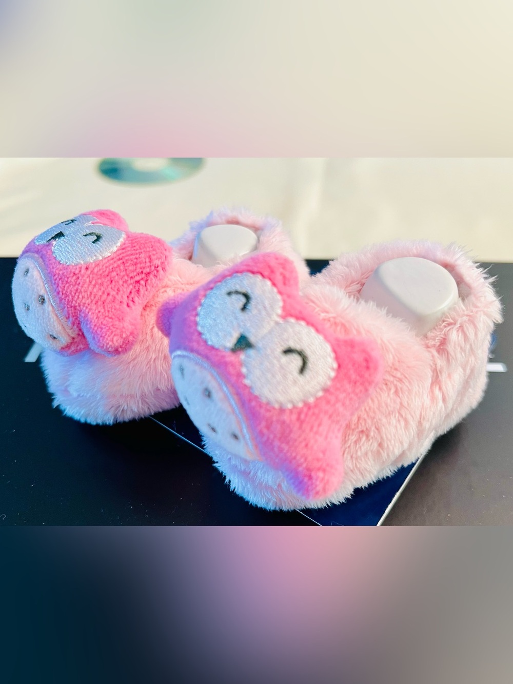 Gerber Pink Plush Owl Baby Slippers